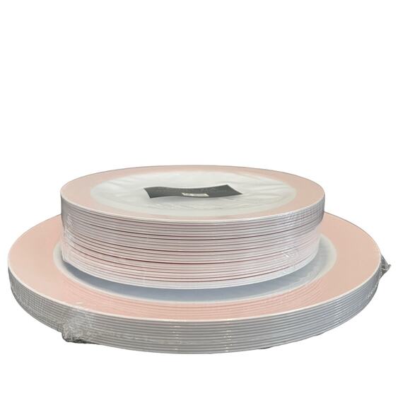 36pc Rachel Zoe Posh Pink & White Disposable Round Dinner/Dessert Plate Set New - Picture 5 of 15